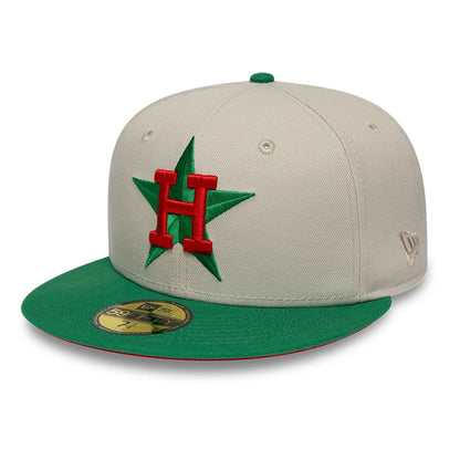 Pictured is this MLB Cooperstown Houston Astros 59FIFTY Fitted cap in Beige. 4