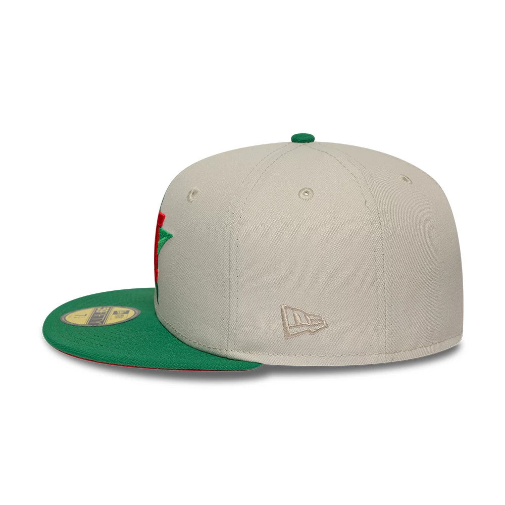 Pictured is this MLB Cooperstown Houston Astros 59FIFTY Fitted cap in Beige & Green. 7