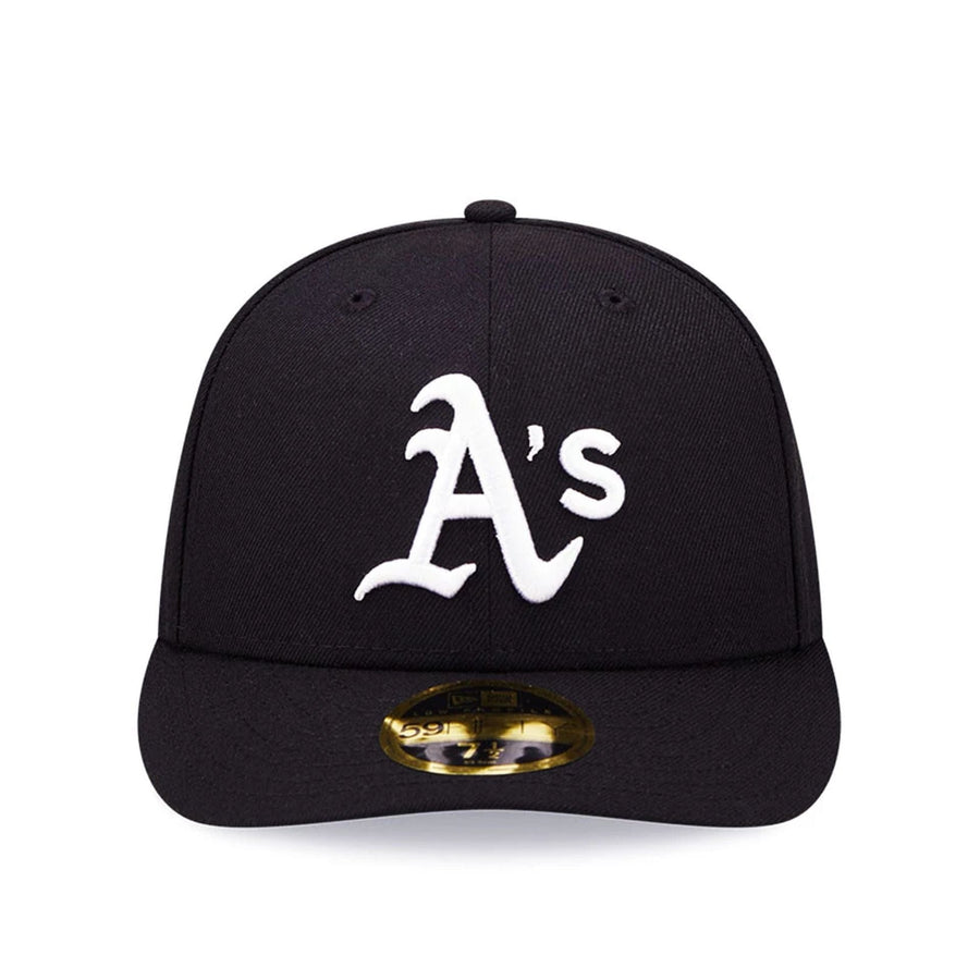 Pictured is this Athletics MLB Black  Low Profile 59FIFTY Fitted cap. 3