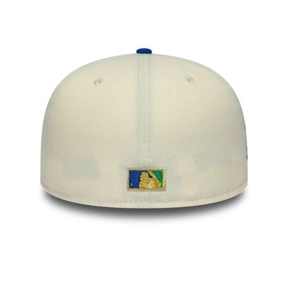 Pictured is this MLB Cooperstown Texas Rangers 59FIFTY Fitted cap in white & blue. 5