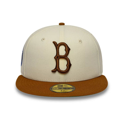 Pictured is this MLB Cooperstown Jackie Robinson Brooklyn Dodgers 59FIFTY Fitted cap in white. 3