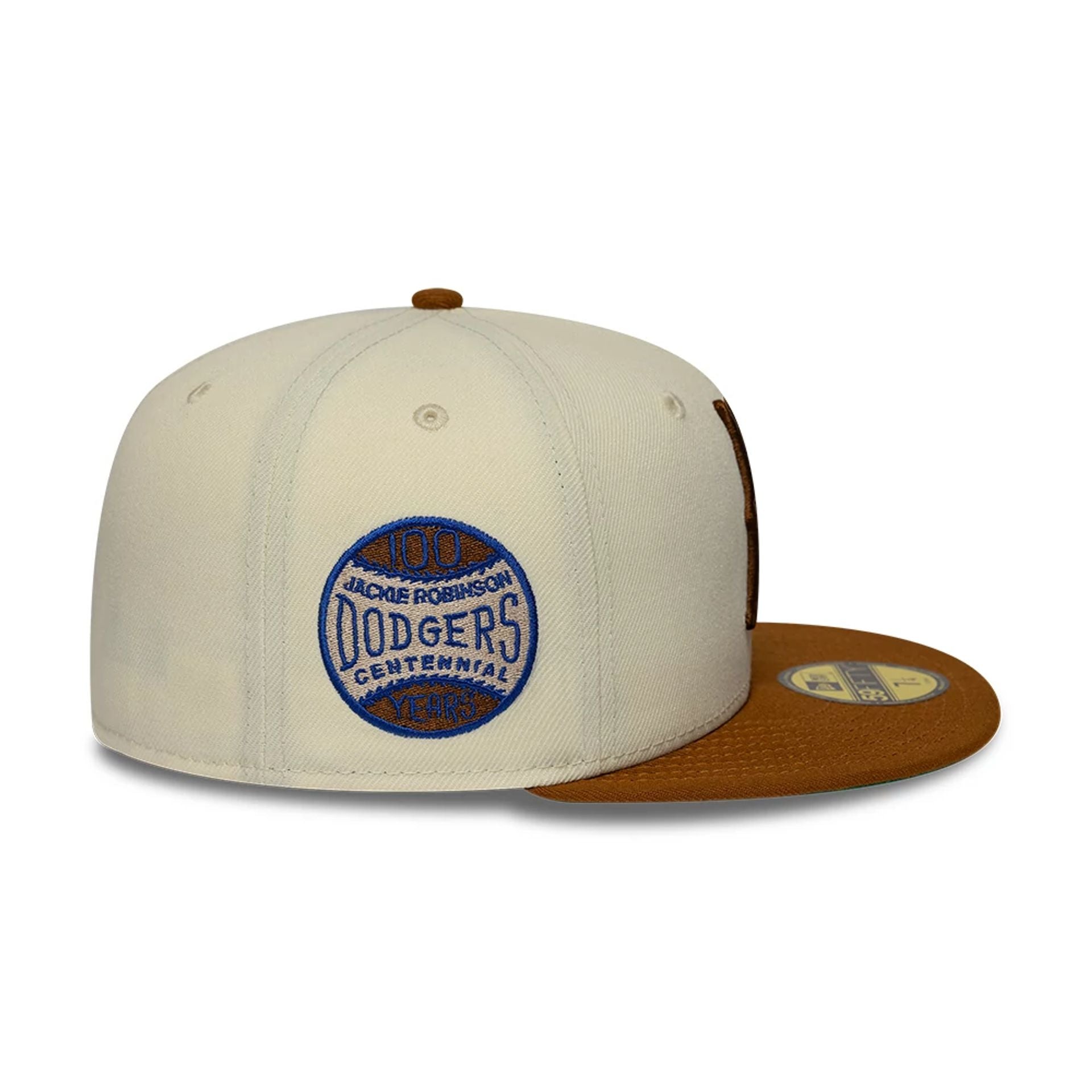 Pictured is this MLB Cooperstown Jackie Robinson Brooklyn Dodgers 59FIFTY Fitted cap in white. 6