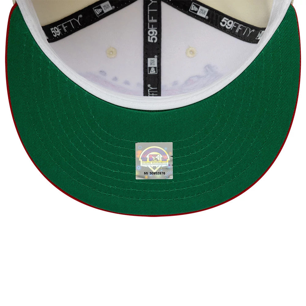 Pictured is this MiLB Hometown Buffalo Bisons 59FIFTY Fitted cap in white & red. 2