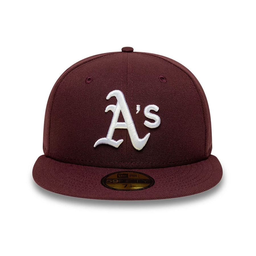 Pictured is this MLB Athletics 59FIFTY Fitted cap in dark purple. 3