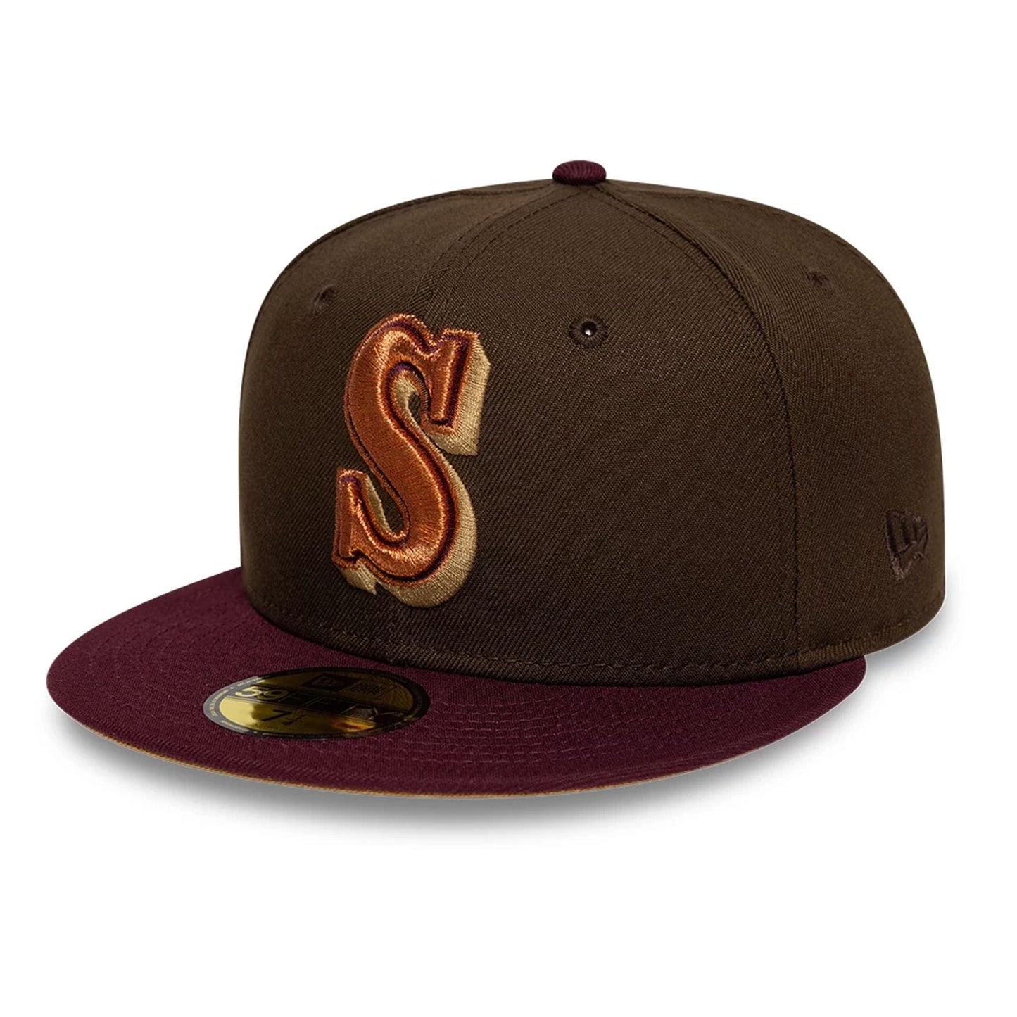 Pictured is this MLB Cooperstown Seattle Mariners 59FIFTY Fitted cap in dark brown. 4