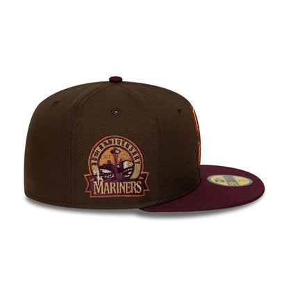 Pictured is this MLB Cooperstown Seattle Mariners 59FIFTY Fitted cap in dark brown. 6