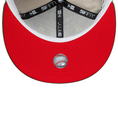 Pictured is this MLB Cooperstown Houston Astros 59FIFTY Fitted cap in beige. 2