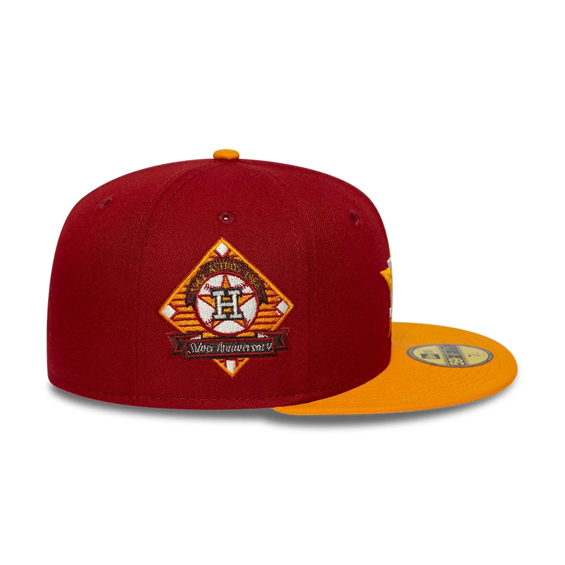 Pictured is this MLB Cooperstown Houston Astros 59FIFTY Fitted cap in dark red. 6