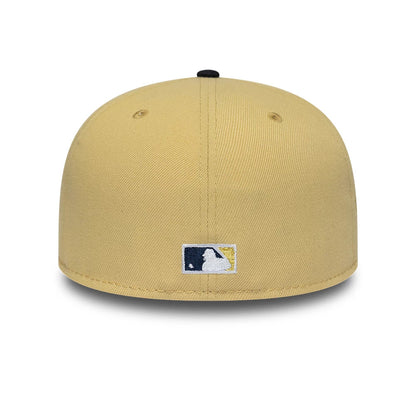 Pictured is this MLB Vegas Gold Cleveland Indians 59FIFTY Fitted cap in gold. 7