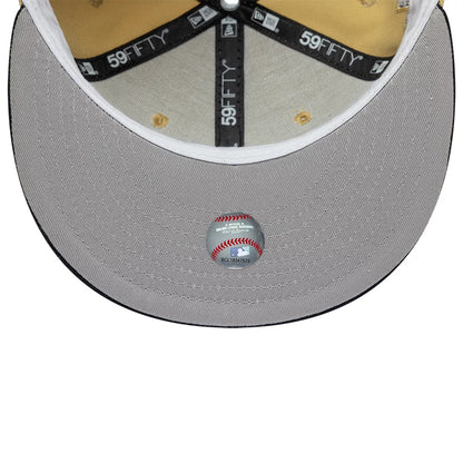Pictured is this MLB Vegas Gold Cleveland Indians 59FIFTY Fitted cap in gold. 2