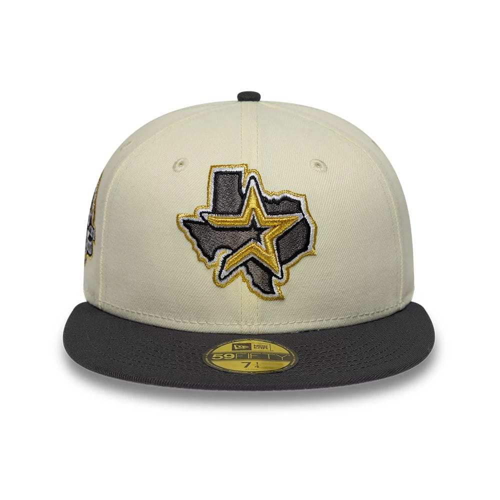 Pictured is this MLB Cooperstown Houston Astros 59FIFTY Fitted cap in white & black. 3