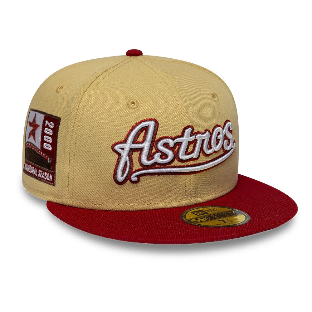 Pictured is this MLB Vegas Houston Astros 59FIFTY Fitted cap in gold. 1