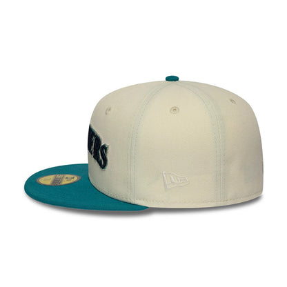 Pictured is this MLB Cooperstown Seattle Mariners 59FIFTY Fitted cap in white. 7