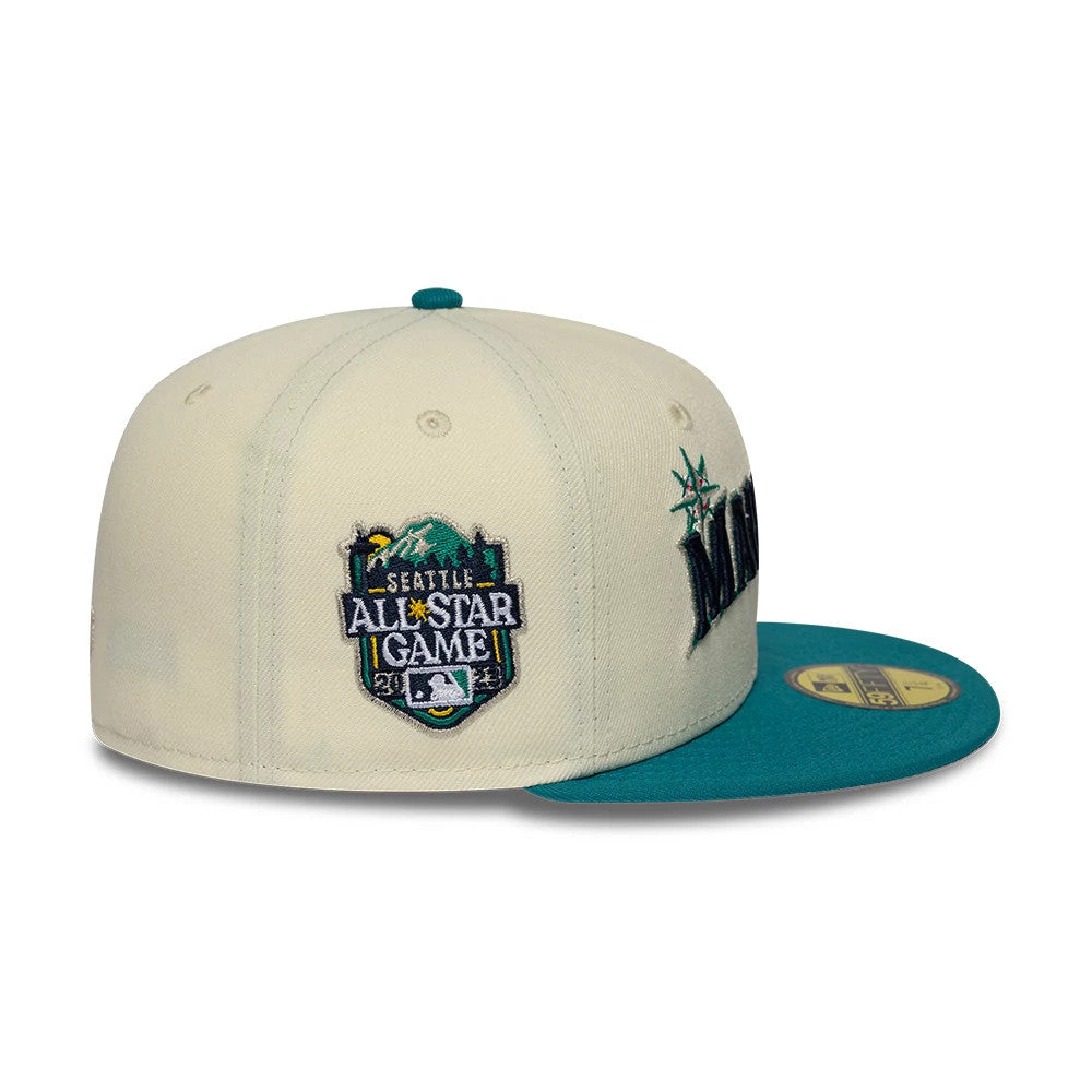 Pictured is this MLB Cooperstown Seattle Mariners 59FIFTY Fitted cap in white. 6