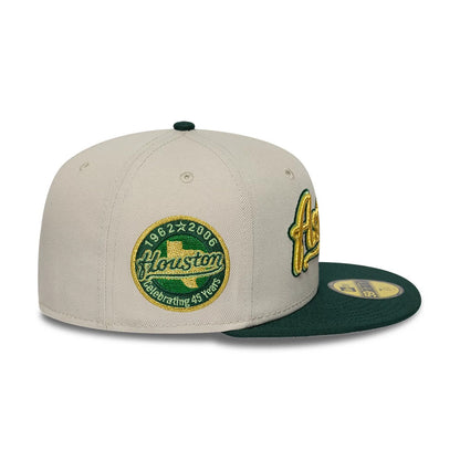 Pictured is this MLB Cooperstown Houston Astros 59FIFTY Fitted cap in beige. 6