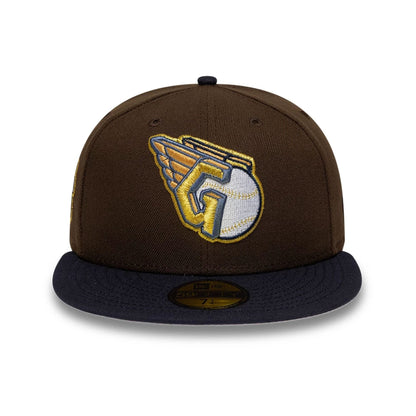 Pictured is this MLB Cooperstown Cleveland Guardians 59FIFTY Fitted cap in dark brown. 3
