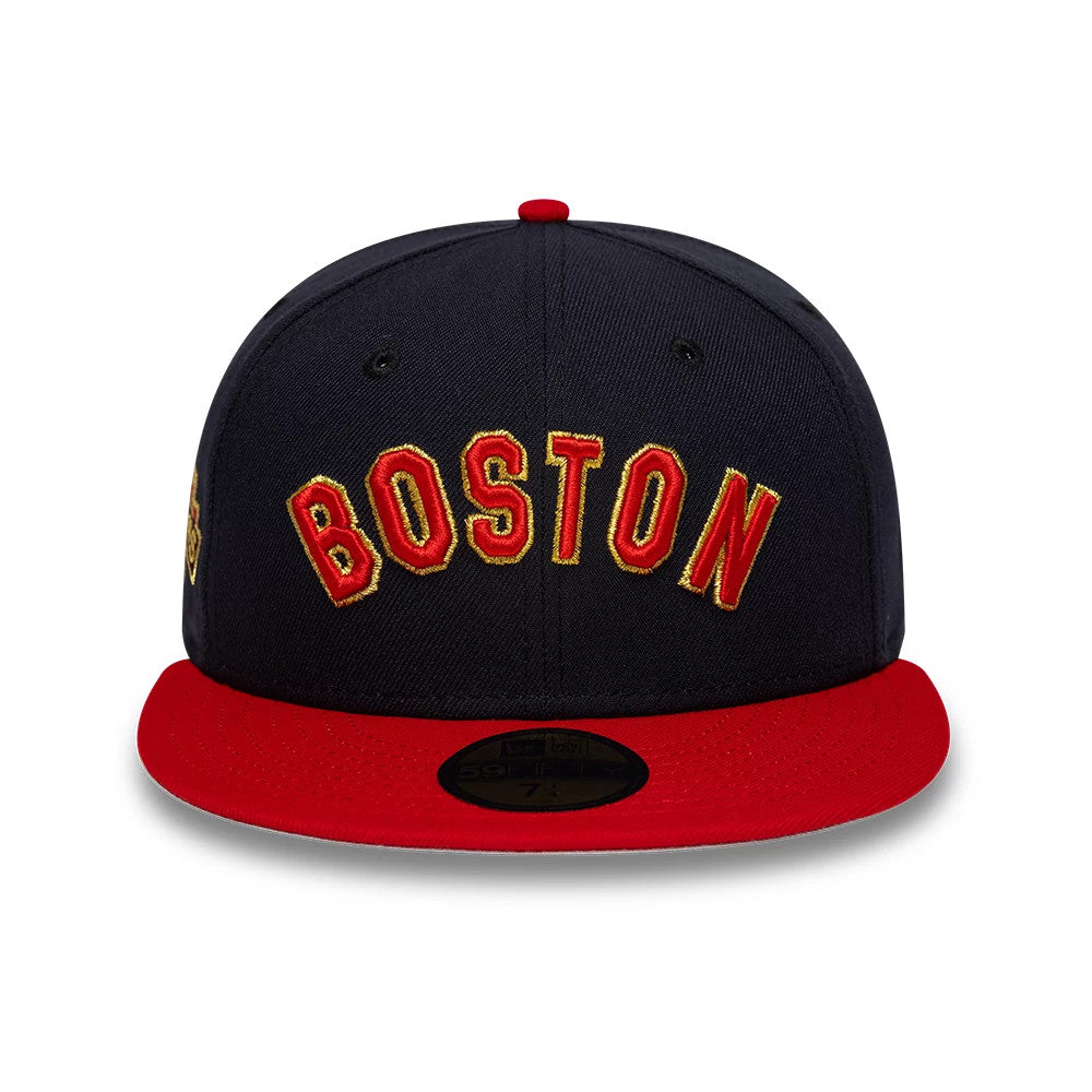 Pictured is this MLB Cooperstown Boston Red Sox 59FIFTY Fitted cap in navy. 3