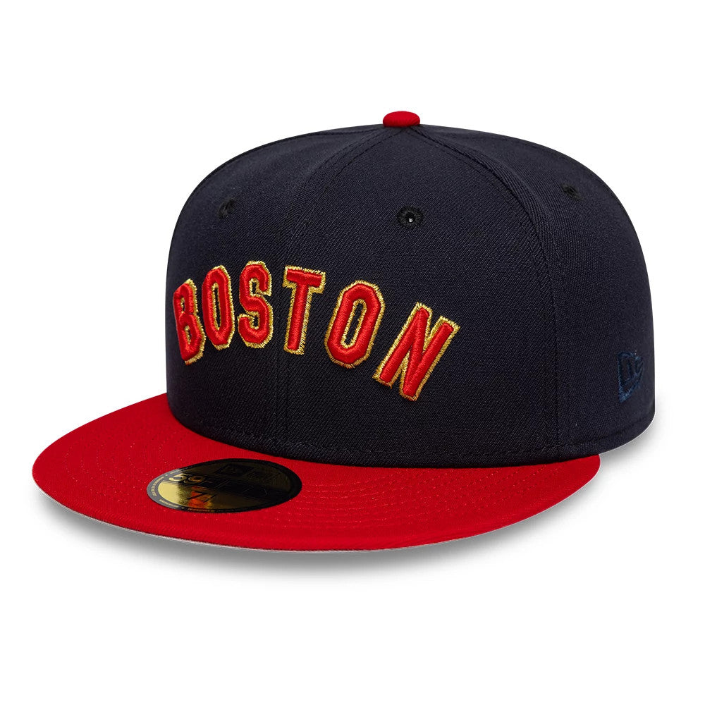 Pictured is this MLB Cooperstown Boston Red Sox 59FIFTY Fitted cap in navy. 4