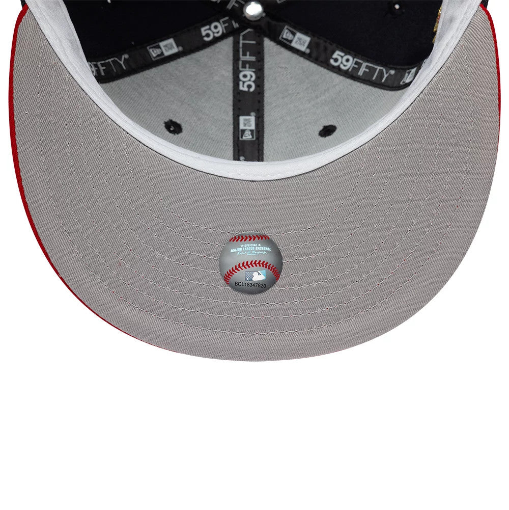 Pictured is this MLB Cooperstown Boston Red Sox 59FIFTY Fitted cap in navy. 2