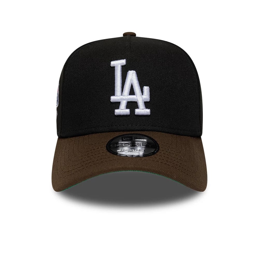Pictured is this MLB Cooperstown LA Dodgers 9FORTY A-Frame cap in black & brown. 3
