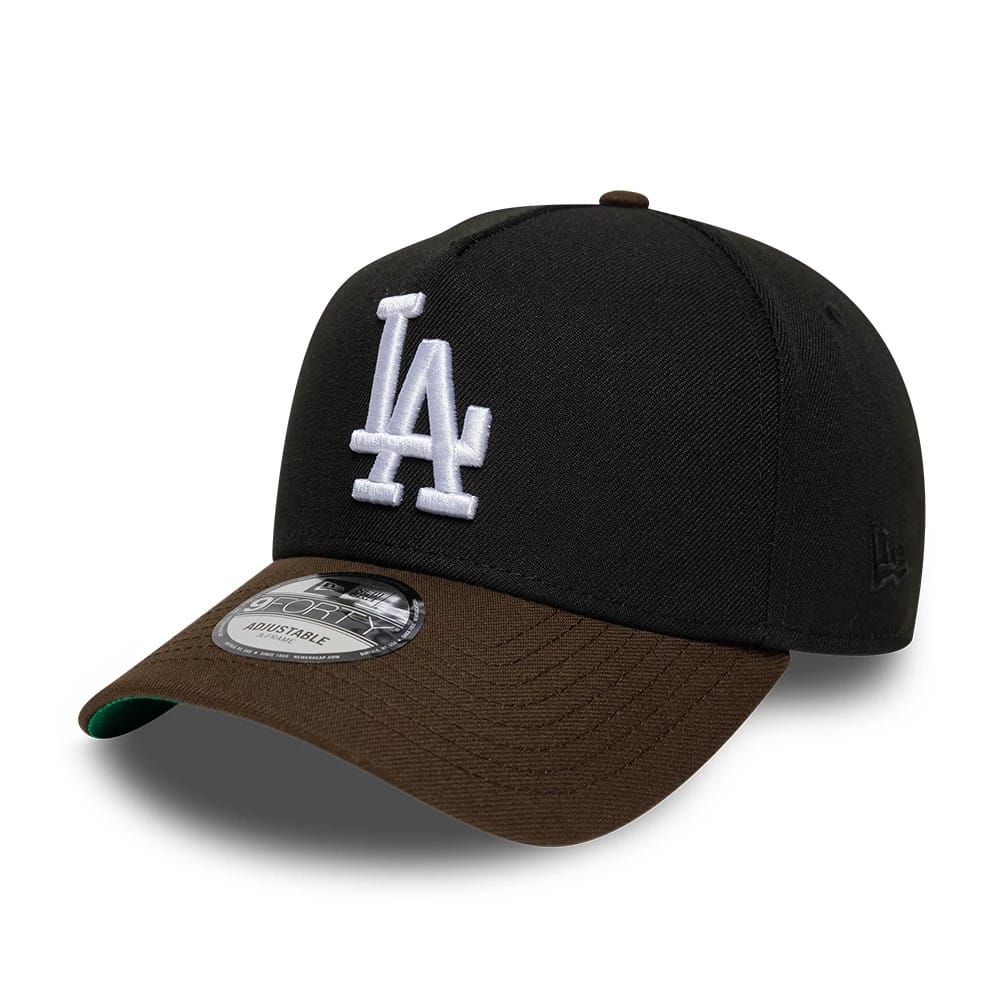 Pictured is this MLB Cooperstown LA Dodgers 9FORTY A-Frame cap in black & brown. 4
