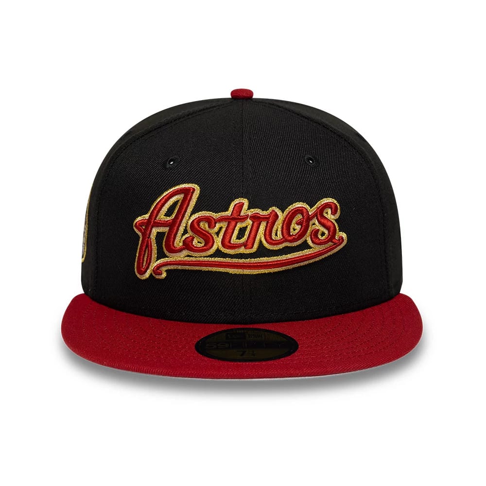Pictured is this MLB Cooperstown Houston Astros 59FIFTY Fitted cap in black & red. 3