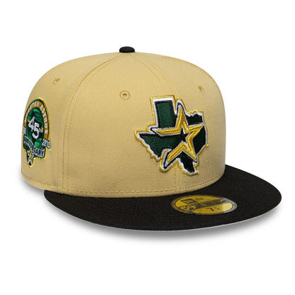 Pictured is this MLB Vegas Houston Astros 59FIFTY Fitted cap in gold & black. 1