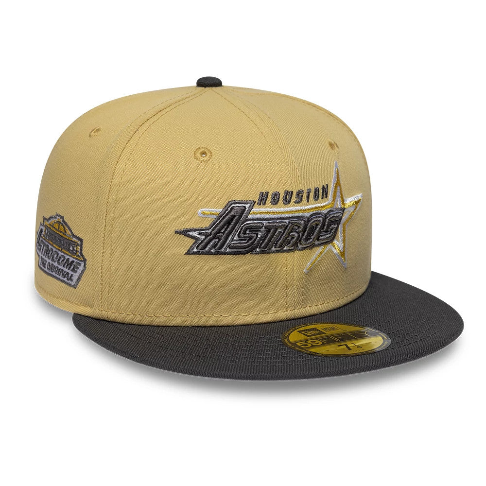 Pictured is this MLB Vegas Houston Astros 59FIFTY Fitted cap in gold. 1