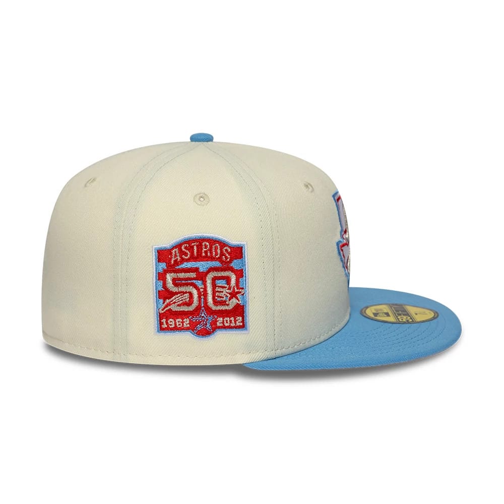 Pictured is this MLB Cooperstown Houston Astros 59FIFTY Fitted cap in cream. 6