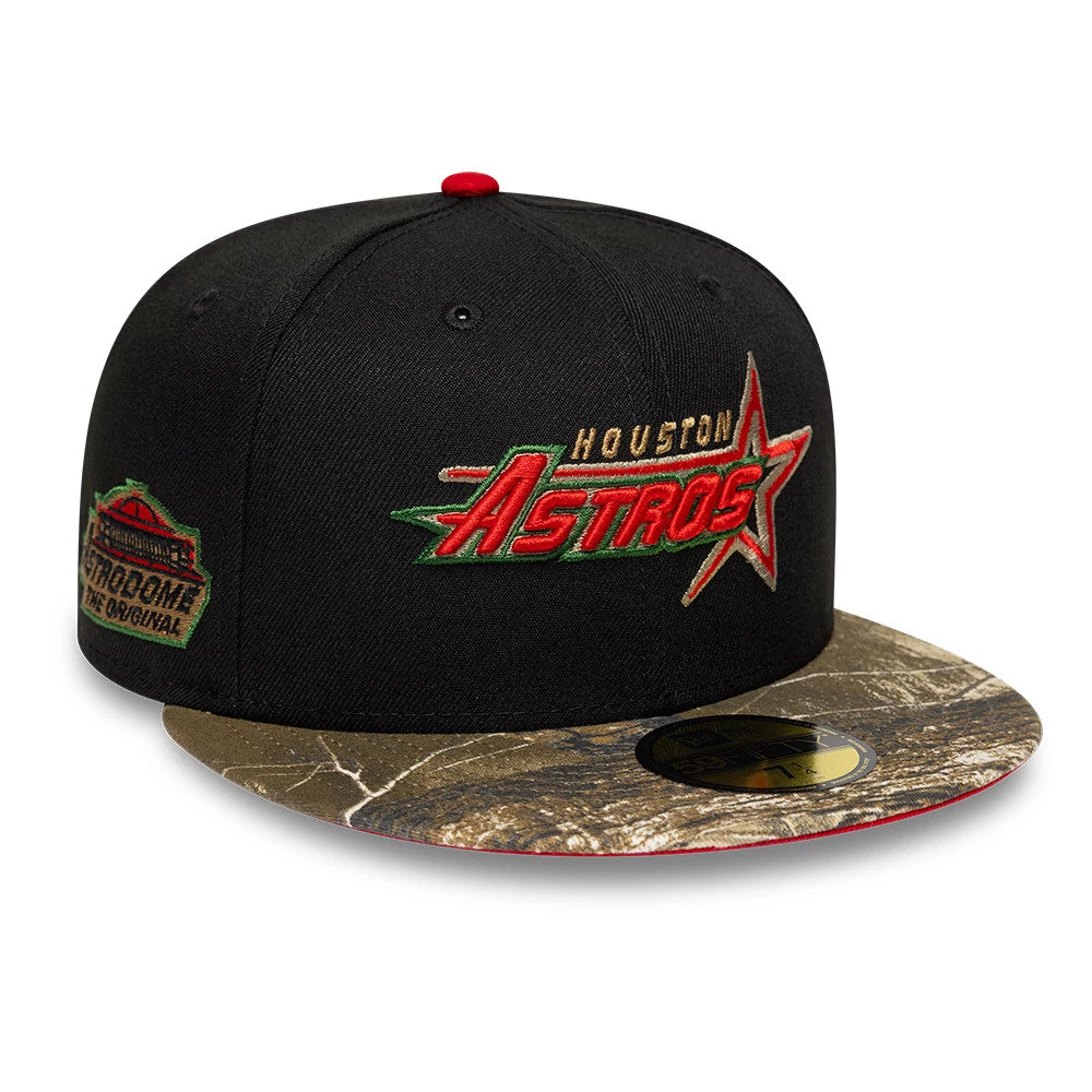 Pictured is this MLB Cooperstown Houston Astros 59FIFTY Fitted cap in black. 1