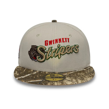 Pictured is this MiLB Hometown Gwinnett Stripers 59FIFTY Fitted cap in Beige. 3