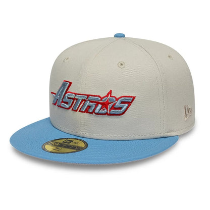 Pictured is this MLB Cooperstown Houston Astros 59FIFTY Fitted cap in beige. 4