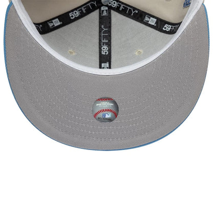 Pictured is this MLB Cooperstown Houston Astros 59FIFTY Fitted cap in beige. 2
