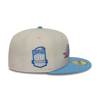 Pictured is this MLB Cooperstown Houston Astros 59FIFTY Fitted cap in beige. 6