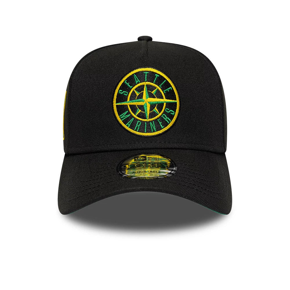 Pictured is this MLB Cooperstown Seattle Mariners 9FORTY A-Frame cap in black. 3
