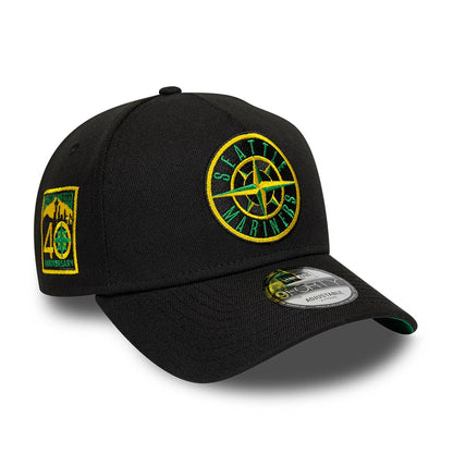 Pictured is this MLB Cooperstown Seattle Mariners 9FORTY A-Frame cap in black. 1