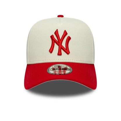 Pictured is this MLB Chrome Scarlet New York Yankees 9FORTY A-Frame Adjustable cap in cream. 3