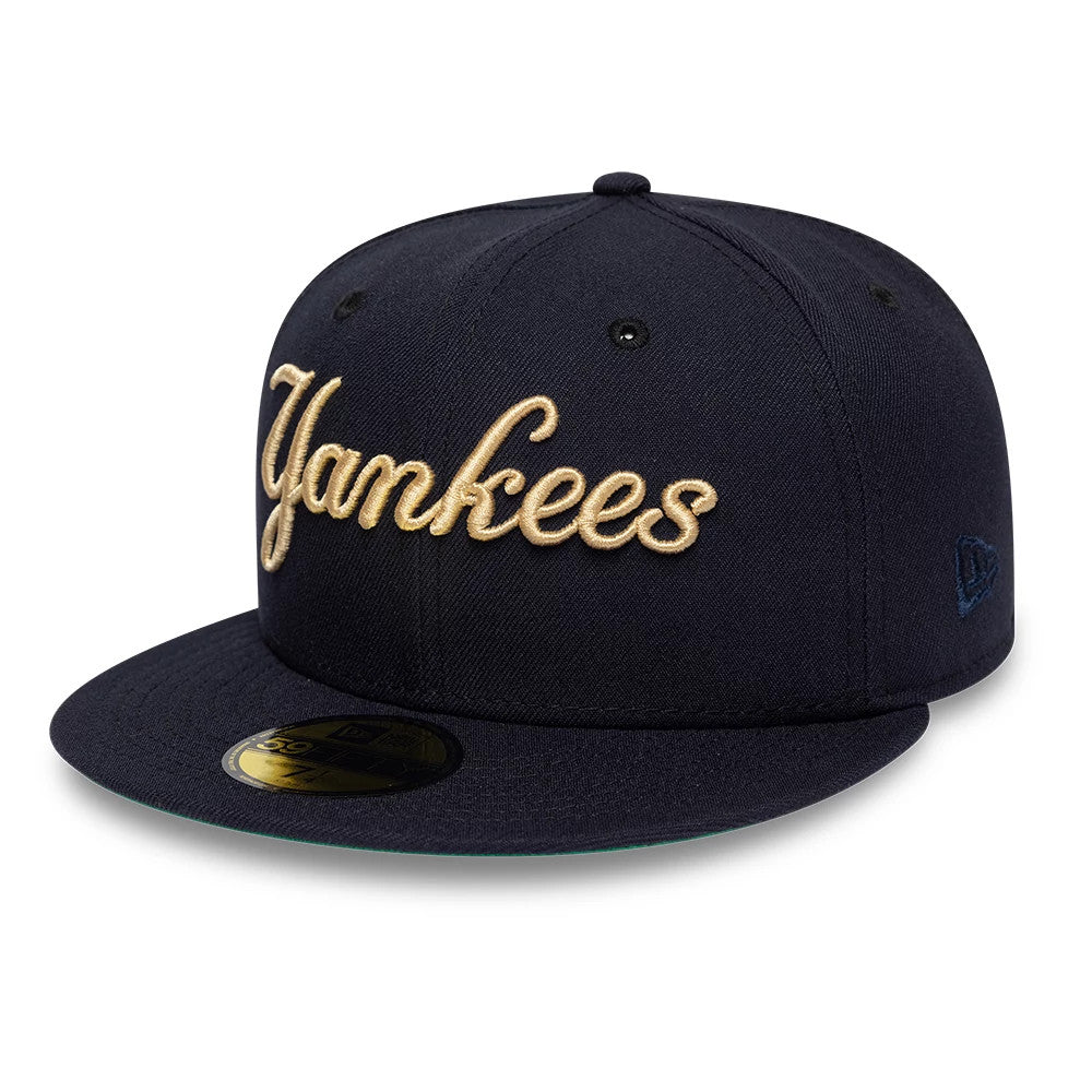 Pictured is this MLB Cooperstown New York Yankees 59FIFTY Fitted cap in navy & gold. 4