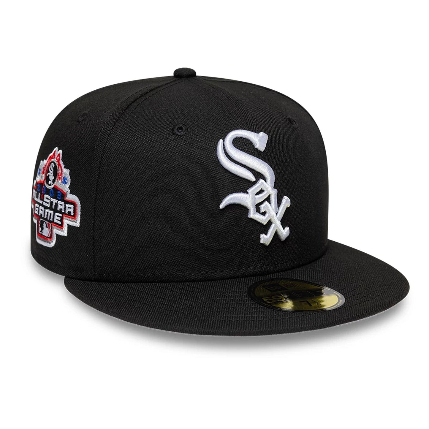 Pictured is this MLB Cooperstown Chicago White Sox 59FIFTY Fitted cap in black. 1