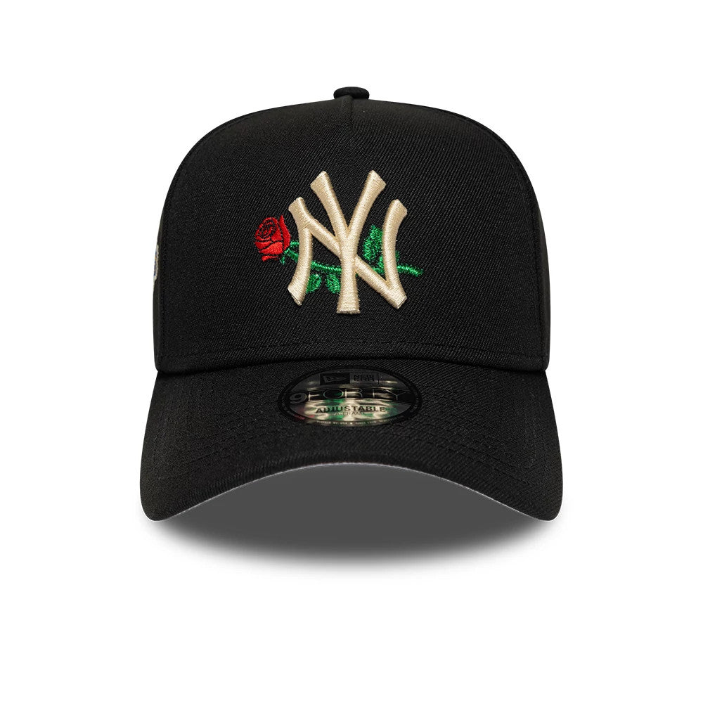 Pictured is this MLB Rose New York Yankees 9FORTY A-Frame cap in black. 3