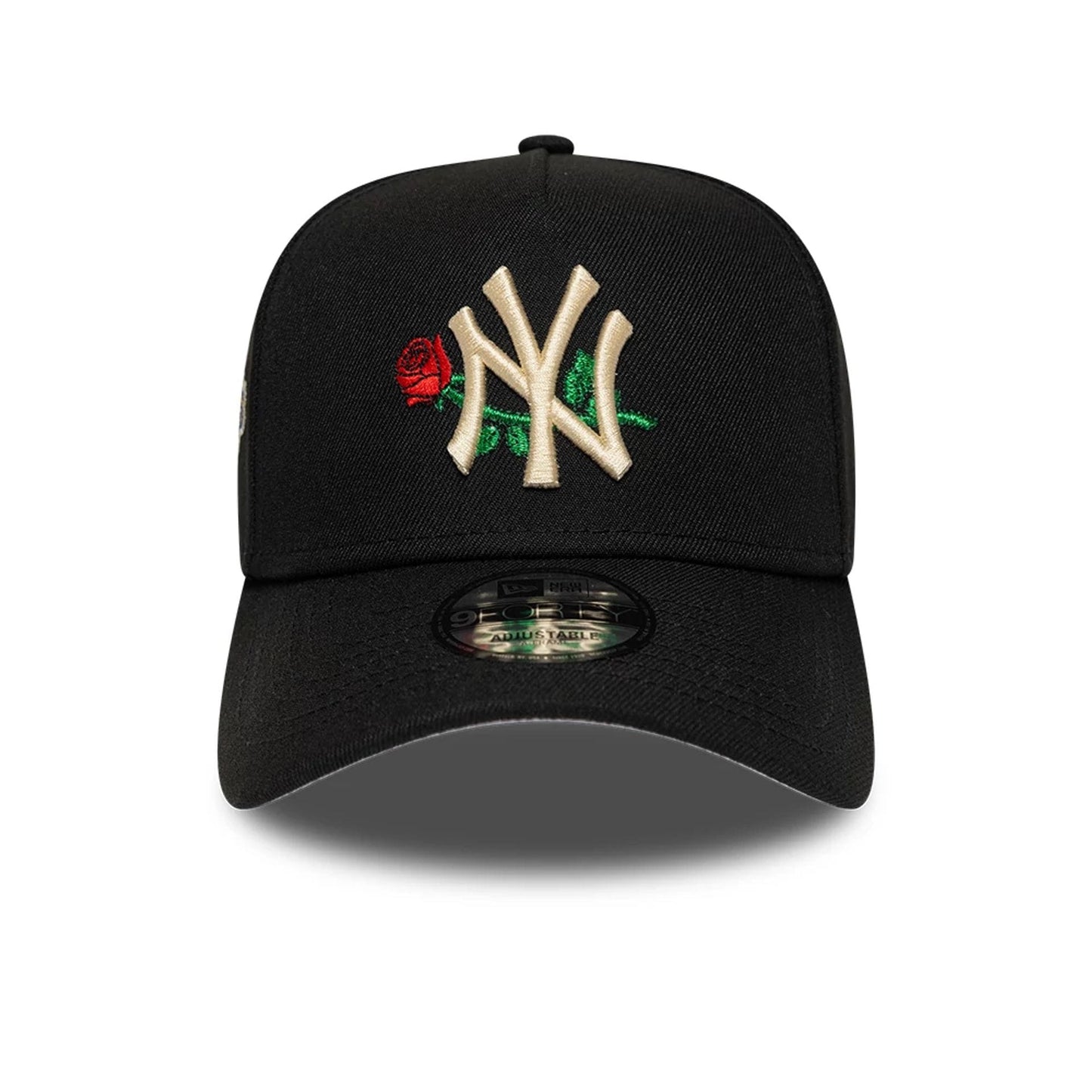 Pictured is this MLB Rose New York Yankees 9FORTY A-Frame cap in black. 3