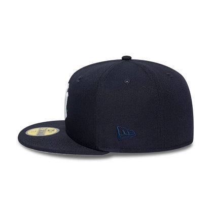Pictured is this MLB Rose New York Yankees 59FIFTY Fitted cap in navy. 7