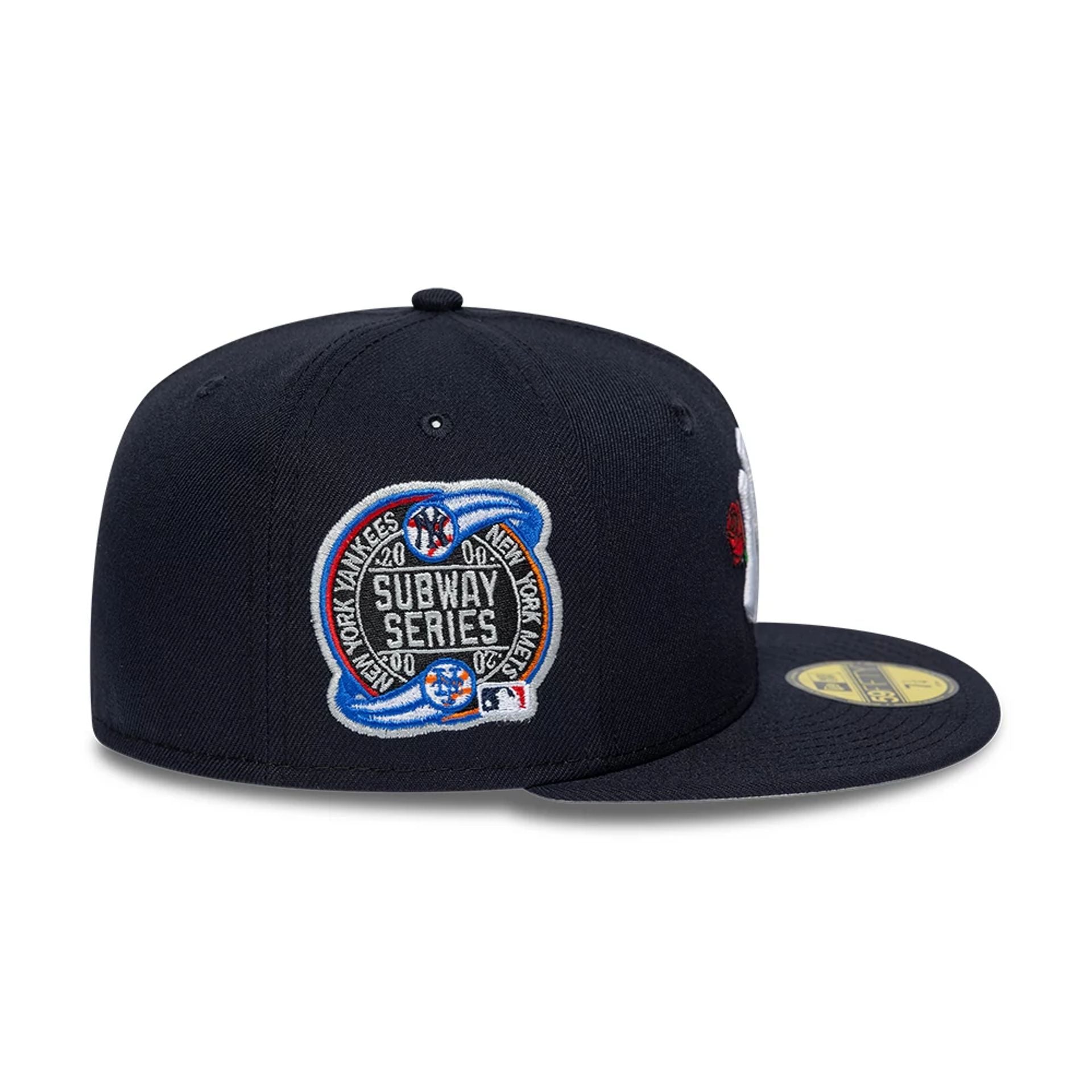 Pictured is this MLB Rose New York Yankees 59FIFTY Fitted cap in navy. 6