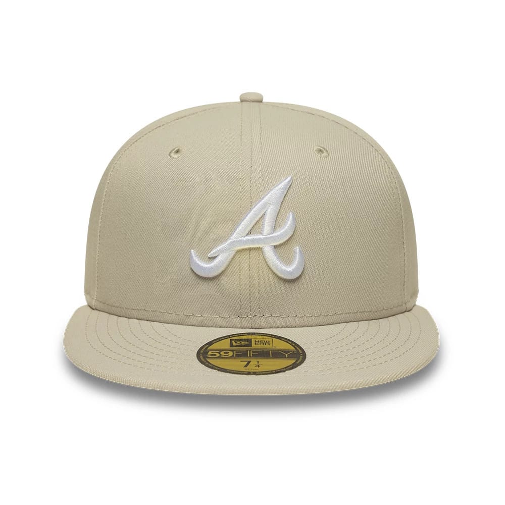Pictured is this MLB Atlanta Braves 59FIFTY Fitted cap in cream. 3