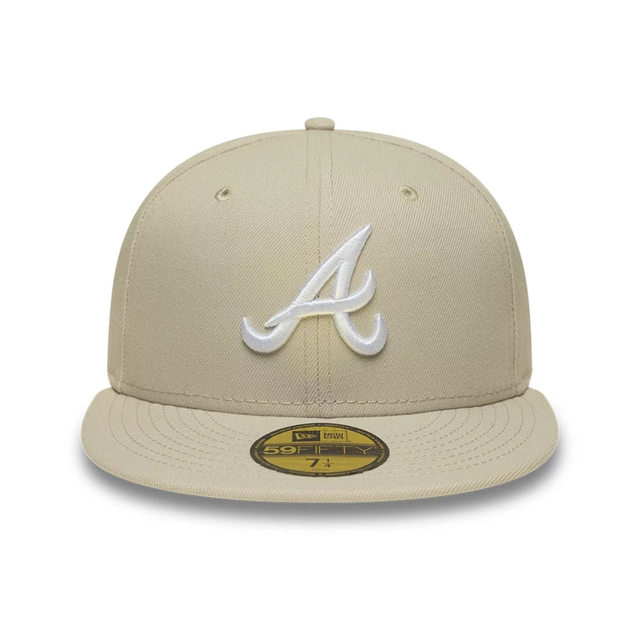 Pictured is this MLB Atlanta Braves 59FIFTY Fitted cap in beige. 3