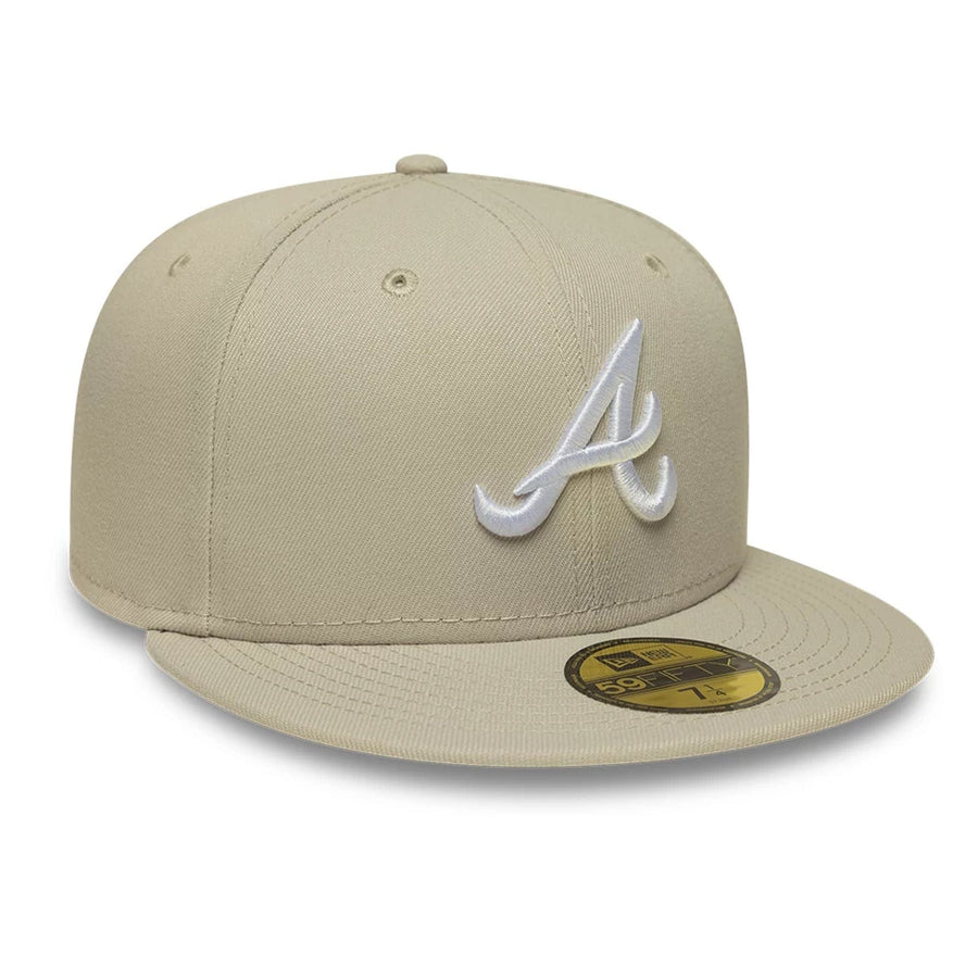 Pictured is this MLB Atlanta Braves 59FIFTY Fitted cap in beige. 4