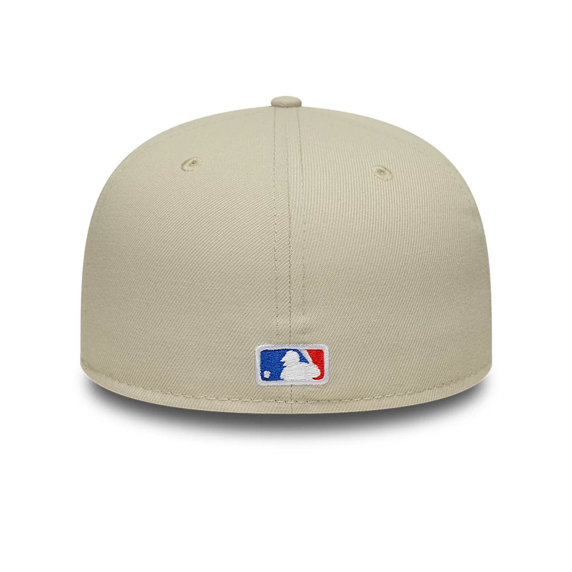 Pictured is this MLB Atlanta Braves 59FIFTY Fitted cap in beige. 5