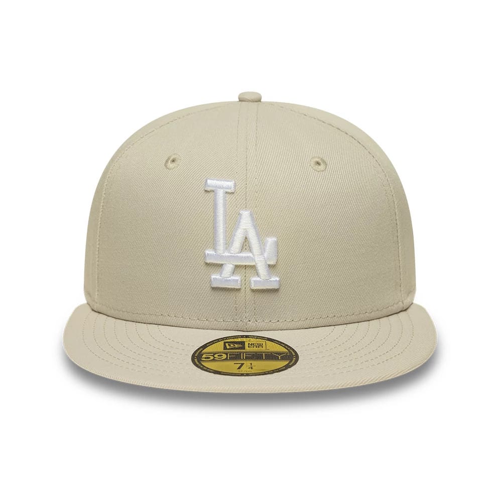 Pictured is this MLB LA Dodgers 59FIFTY Fitted cap in beige. 3