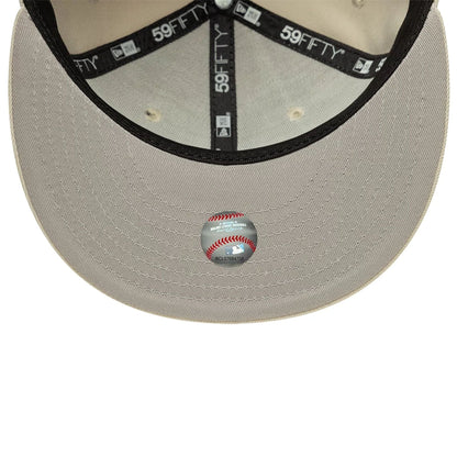 Pictured is this MLB LA Dodgers 59FIFTY Fitted cap in beige. 2
