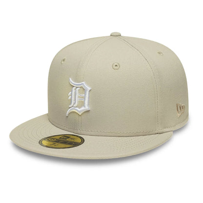 Pictured is this MLB Detroit Tigers 59FIFTY Fitted cap in beige. 1